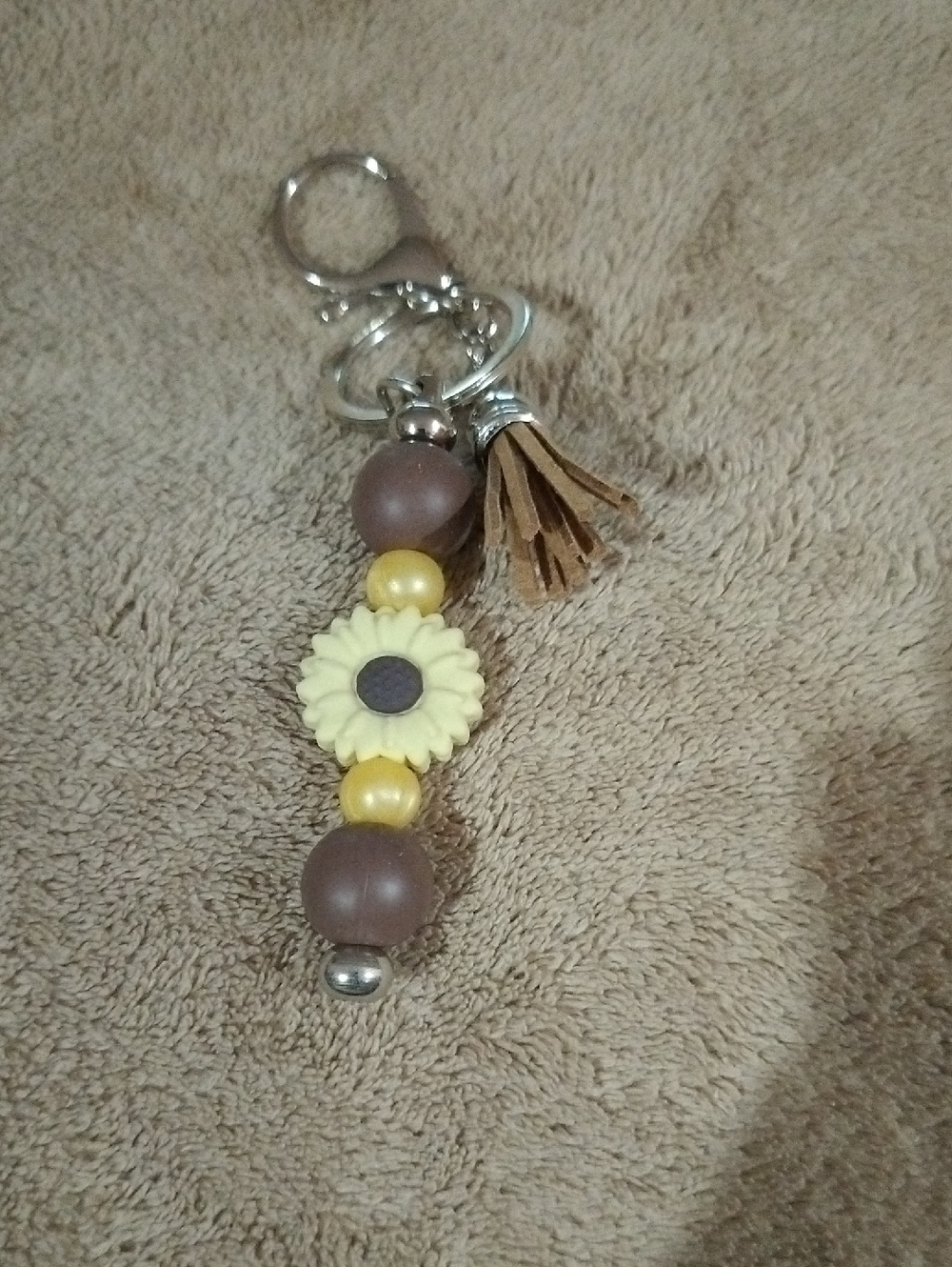 Sunflower Tassel Keychain - Yellow and Brown